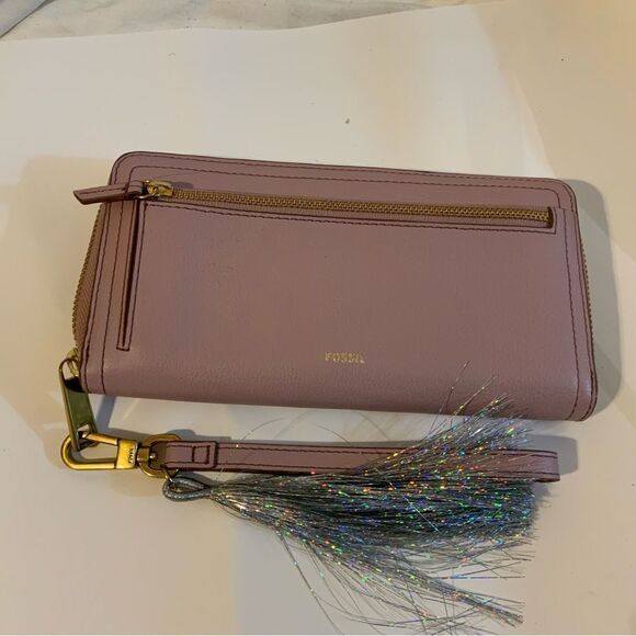 Fossil Logan RFID Zip Around Women's Clutch - Orchid Tint 8”x4” - Picture 4 of 7